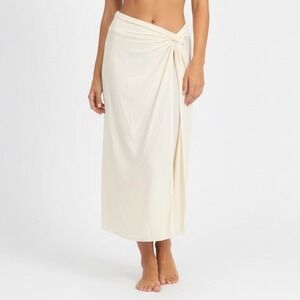 CALLA Knit‎ Twist Front Maxi Skirt Cream XXL Recycled Nylon Spandex Travel